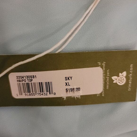 Trina Turk | Haipo Cold Shoulder Blouse with Ruffle Sleeves - Sky, Size XL - Picture 7 of 14